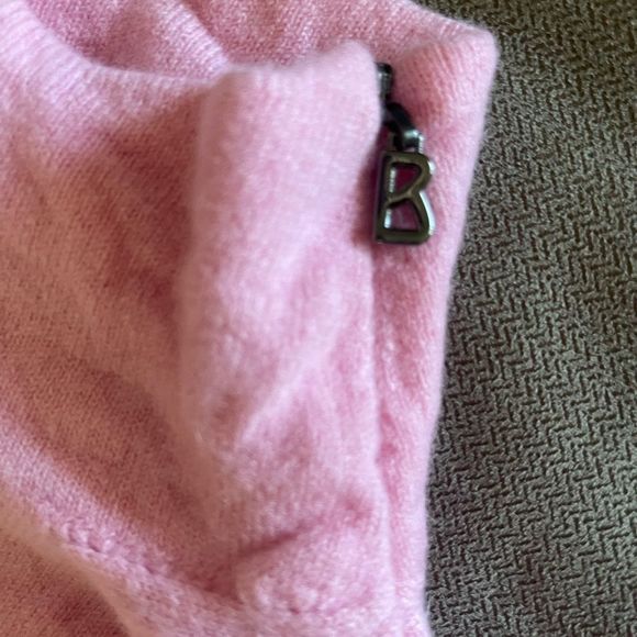 Bogner baby pink 100% virgin wool mock turtleneck sweater sz 6 side neck zipper - Picture 6 of 8